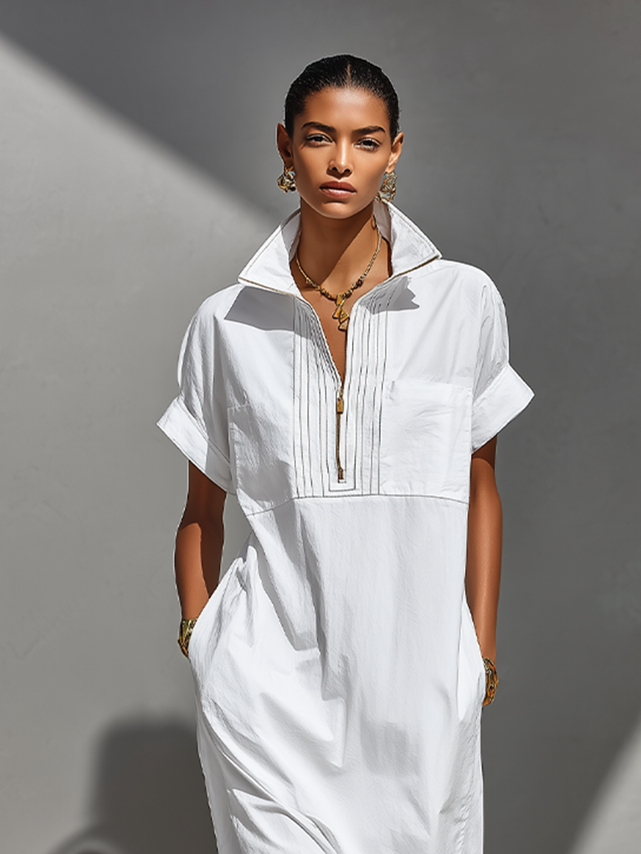 Women's White Cotton Shirt Dress – House of Velari