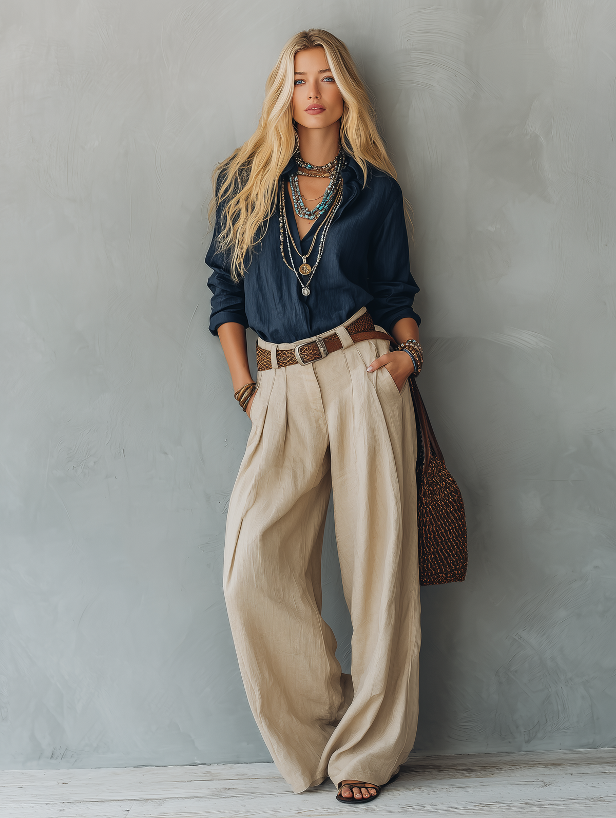 Women's Khaki Linen Long Sleeve Pants – House of Velari