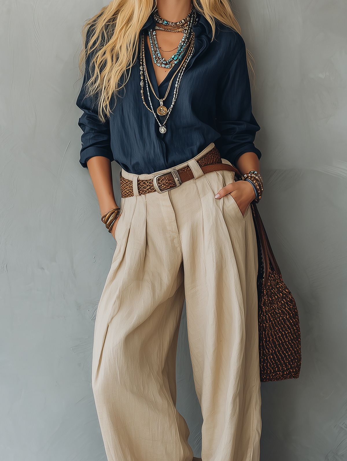 Women's Khaki Linen Long Sleeve Pants – House of Velari