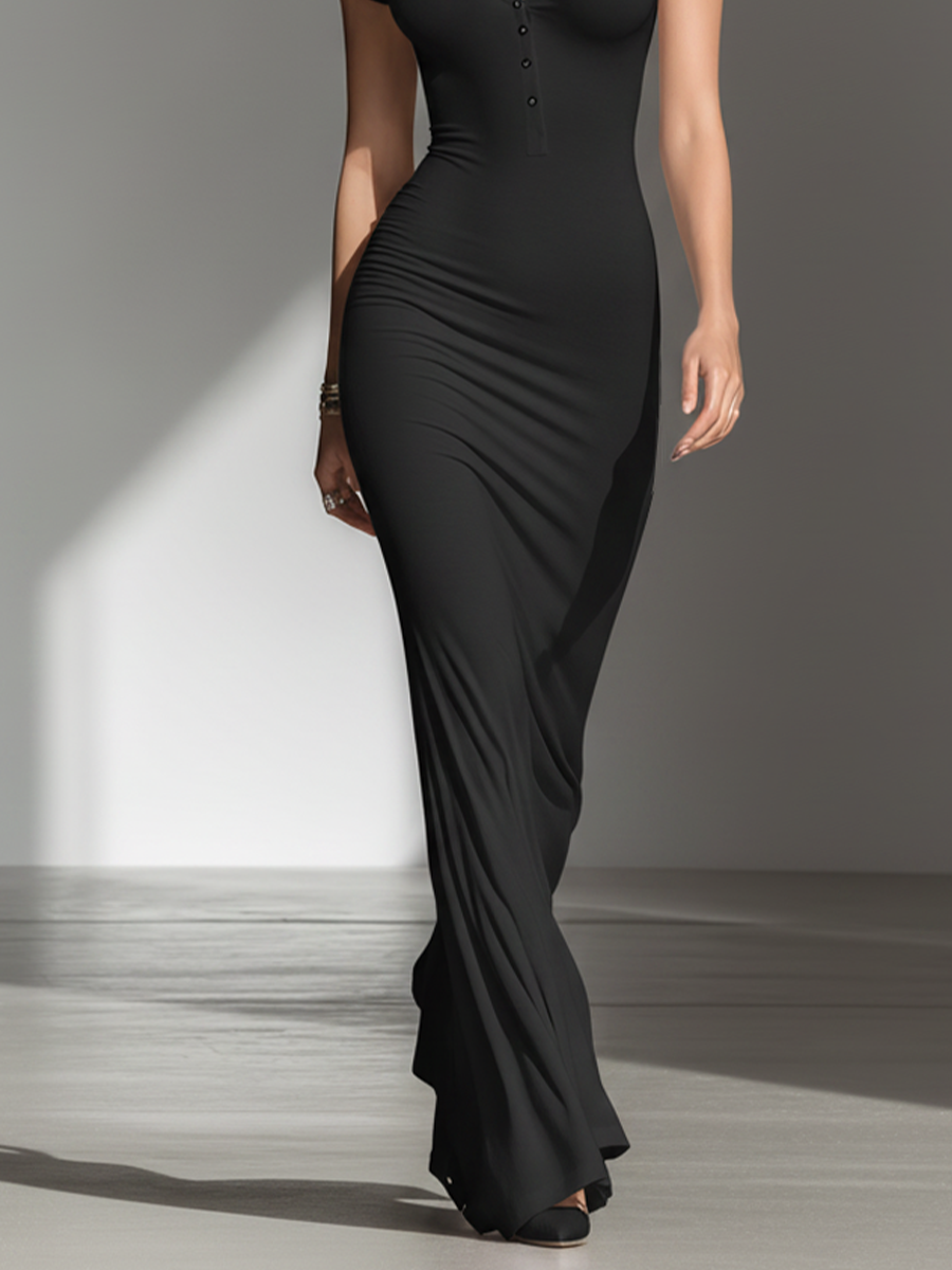 Women's Black Jersey Maxi Dress – House of Velari