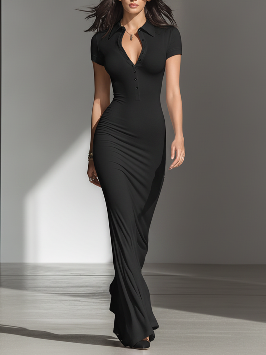 Women's Black Jersey Maxi Dress – House of Velari