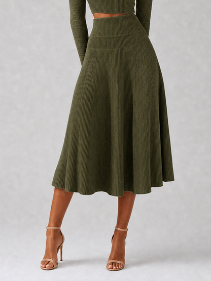 Women's Green Knit Long Sleeve Skirt Set – House of Velari