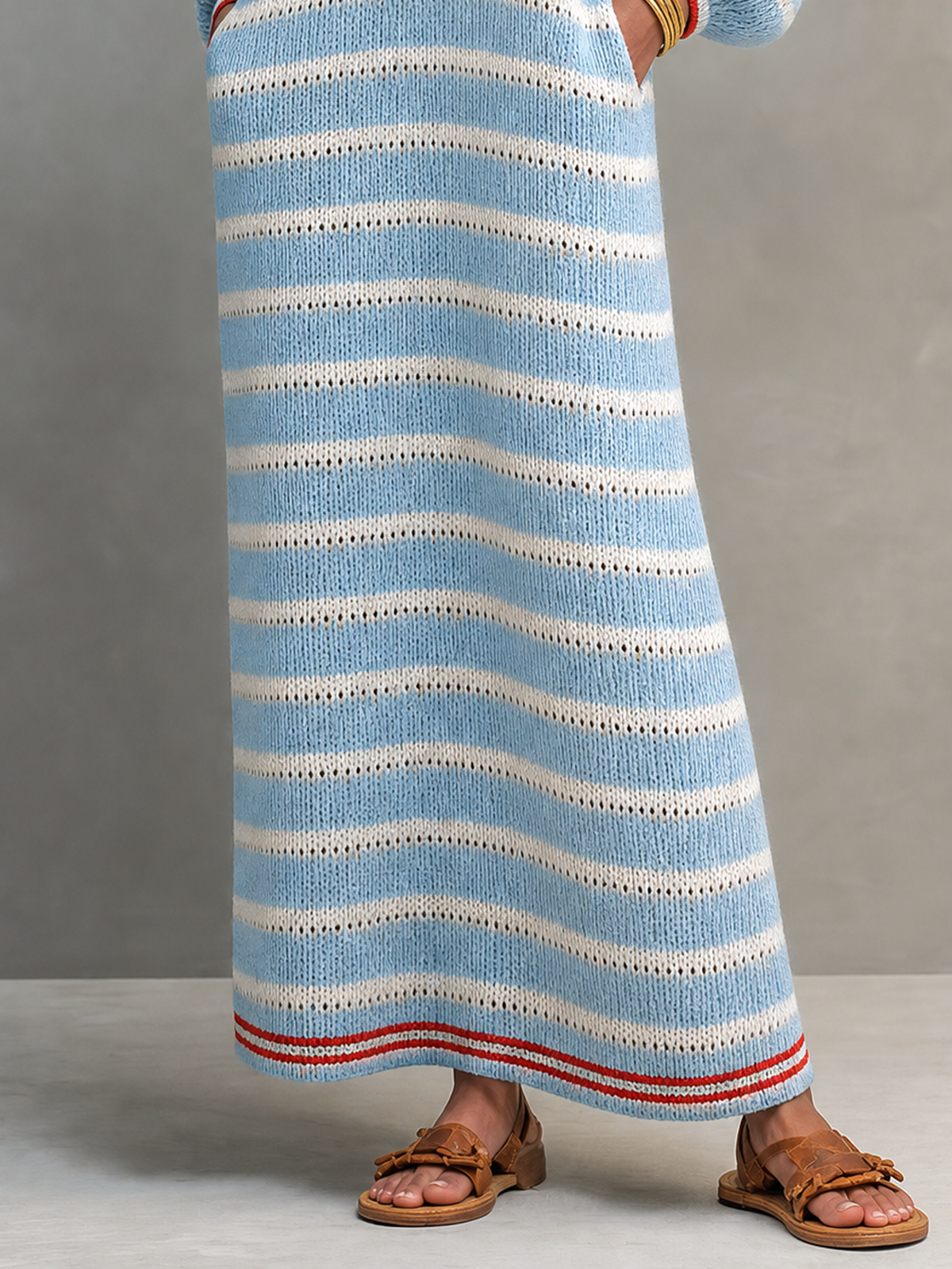 Women's Square Neck Long Sleeve Striped Sweater Dress – House of Velari