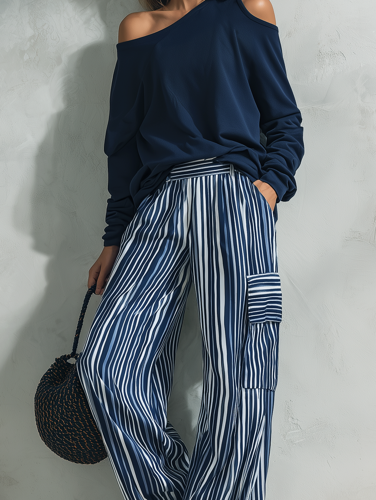 Women's White Woven Striped Set – House of Velari