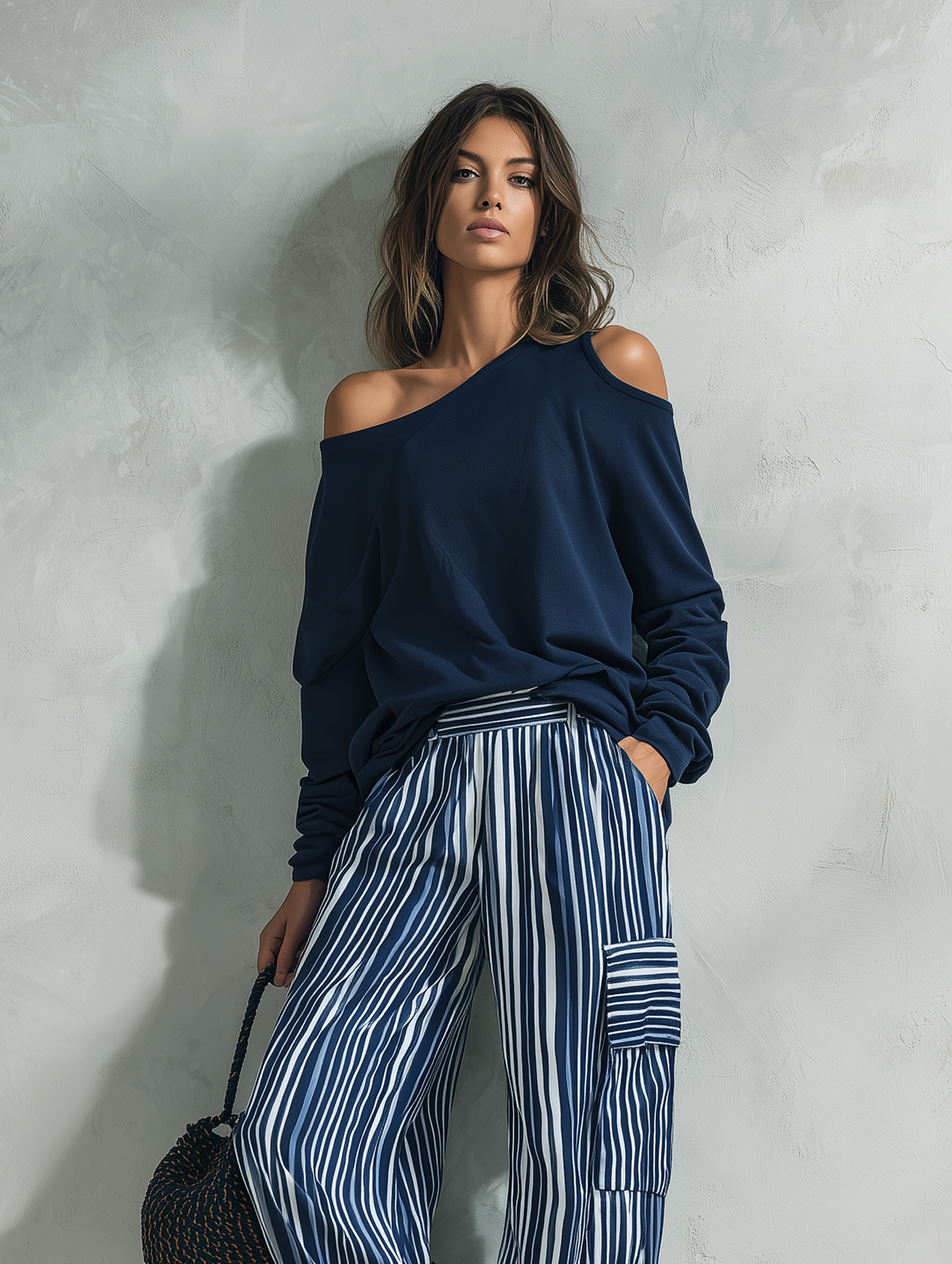 Women's White Woven Striped Set – House of Velari