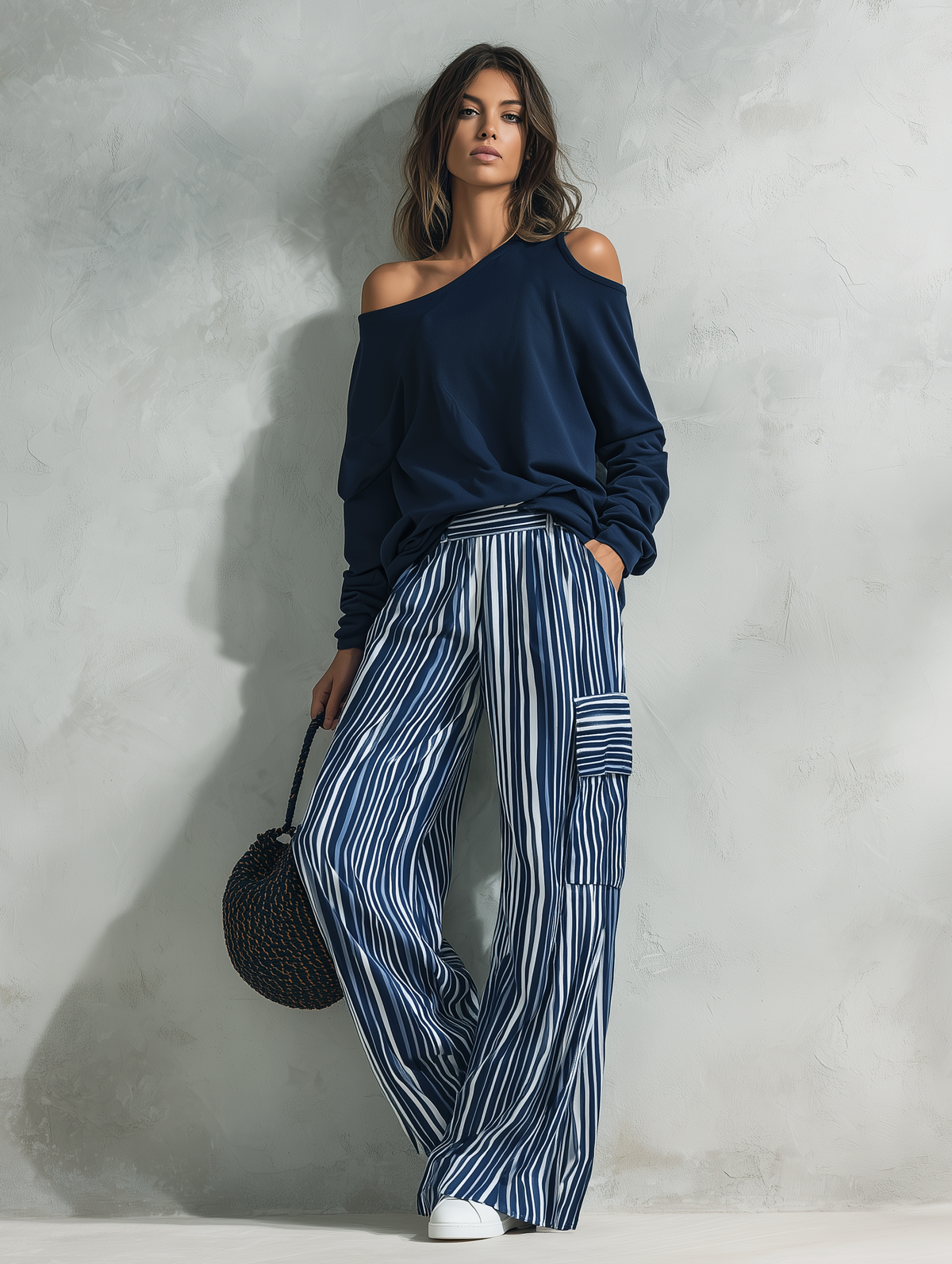 Women's White Woven Striped Set – House of Velari