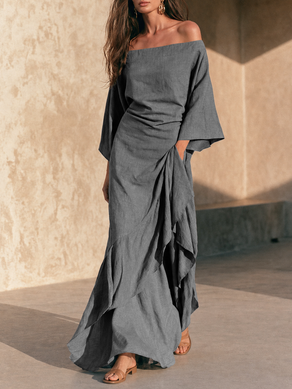 Women's Off Shoulder Ruffled Maxi Dress – House of Velari