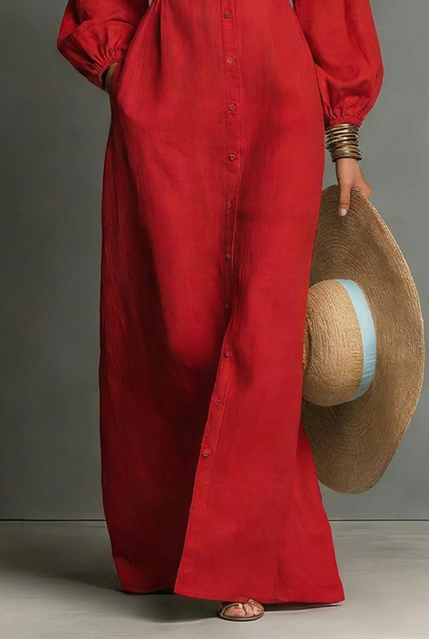 Women's Long Sleeve Single Breasted Maxi Dress – House of Velari