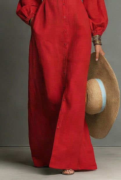 Women's Long Sleeve Single Breasted Maxi Dress – House of Velari