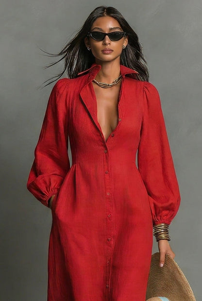 Women's Long Sleeve Single Breasted Maxi Dress – House of Velari