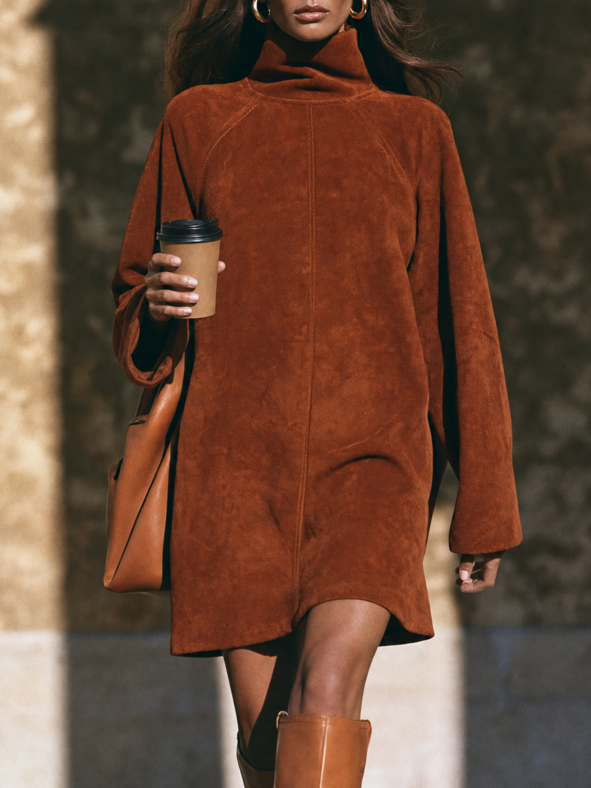 Women's Suede Faux Mock Mini Dress – House of Velari