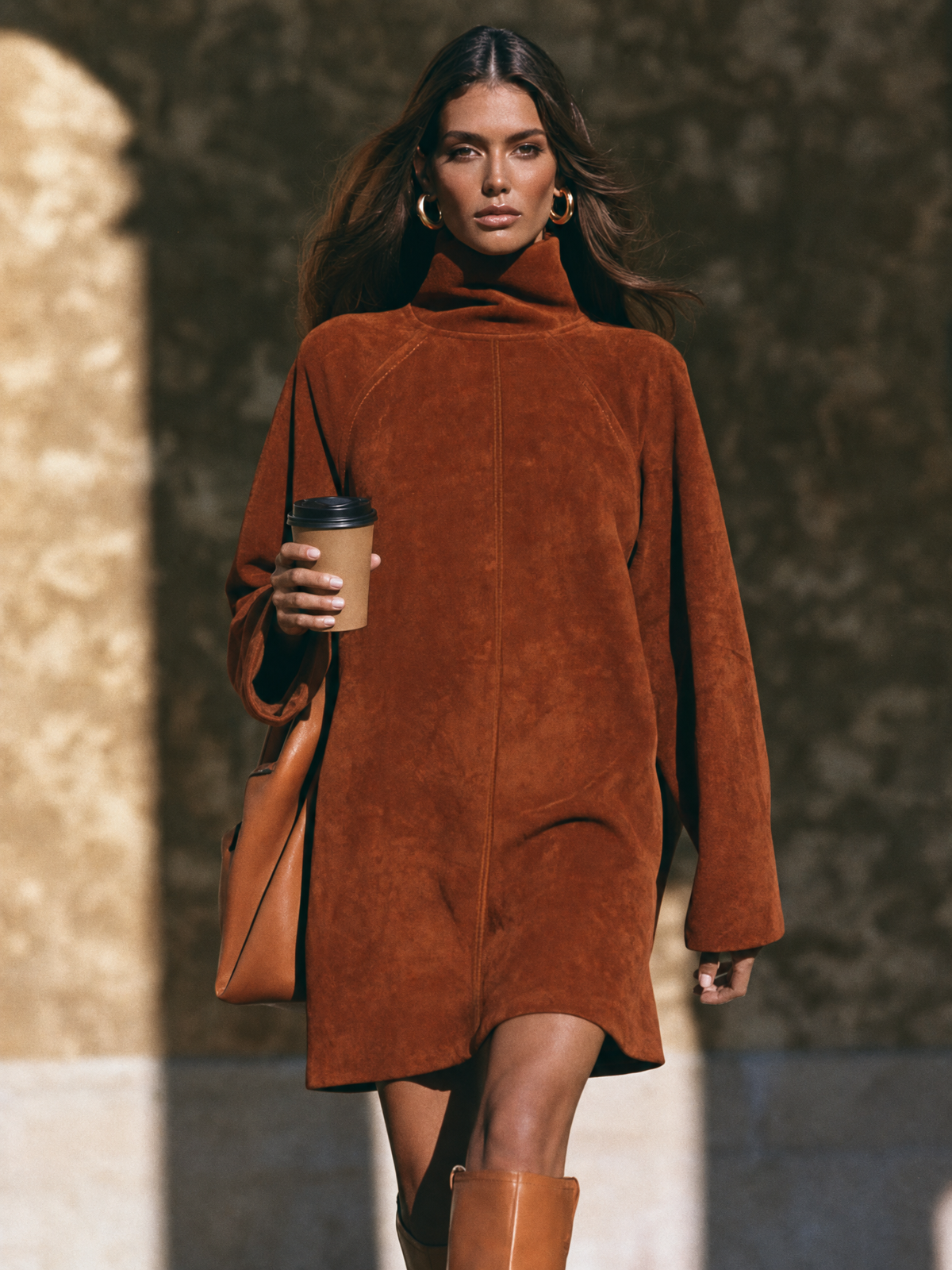 Women's Suede Faux Mock Mini Dress – House of Velari