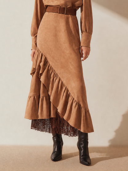 Women's Long Sleeve Belted Asymmetric Midi Dress – House of Velari