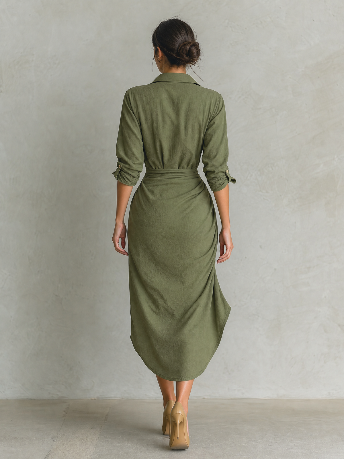 Women's Long Sleeve Wrap Ruched Shirt Dress – House of Velari