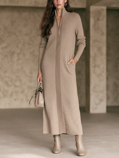Women's Khaki Knit Long Sleeve Maxi Dress – House of Velari