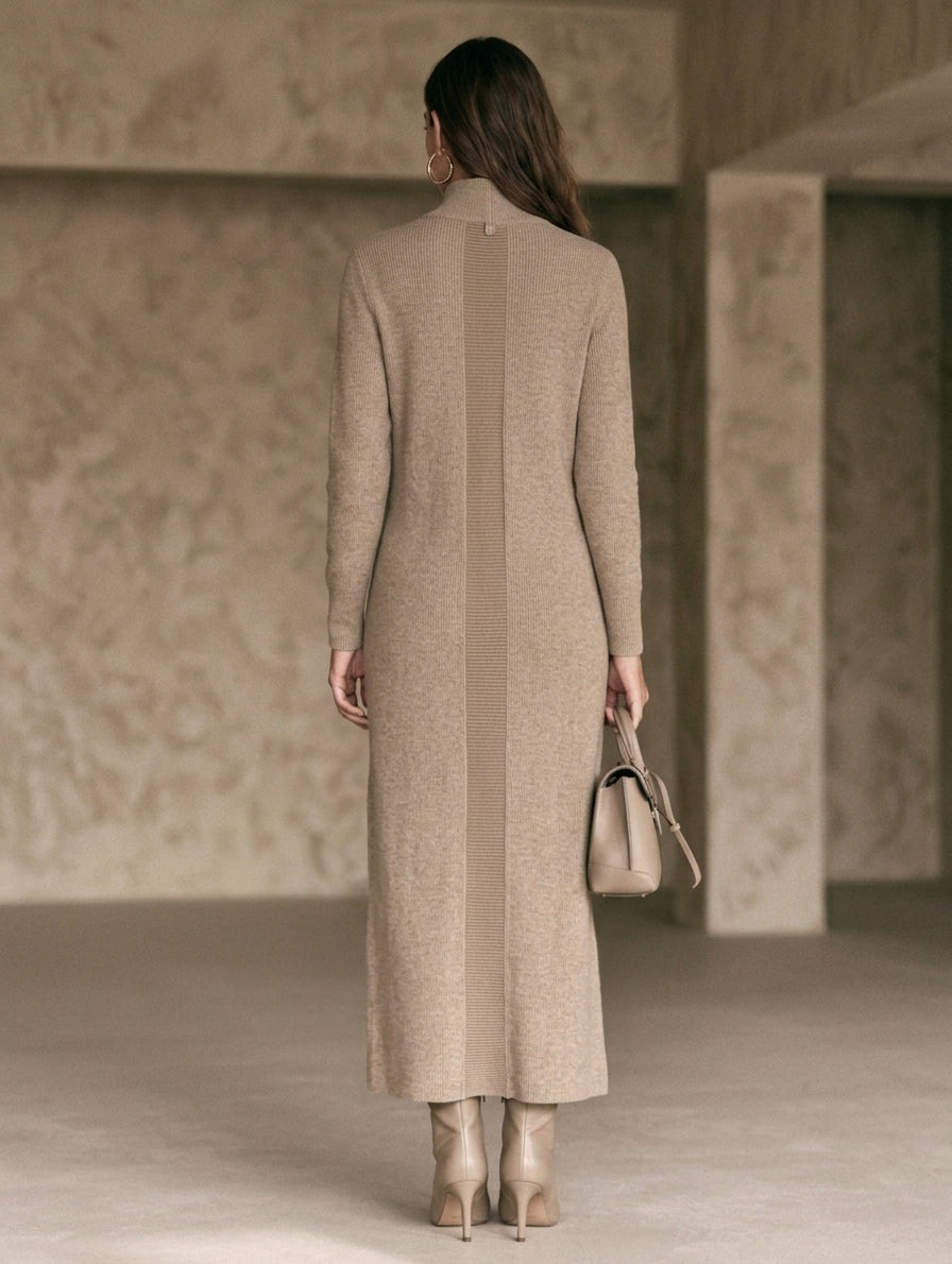 Women's Khaki Knit Long Sleeve Maxi Dress – House of Velari