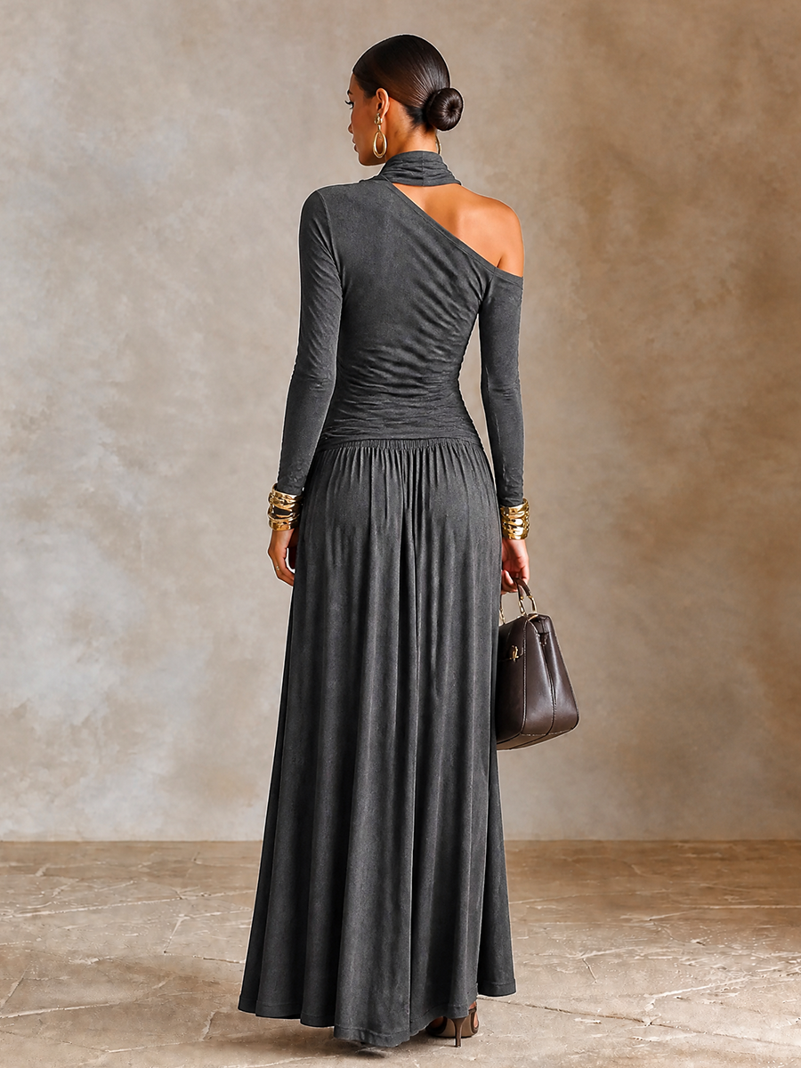 Women's Long Sleeve Asymmetric Maxi Dress – House of Velari