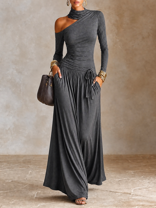 Women's Long Sleeve Asymmetric Maxi Dress – House of Velari