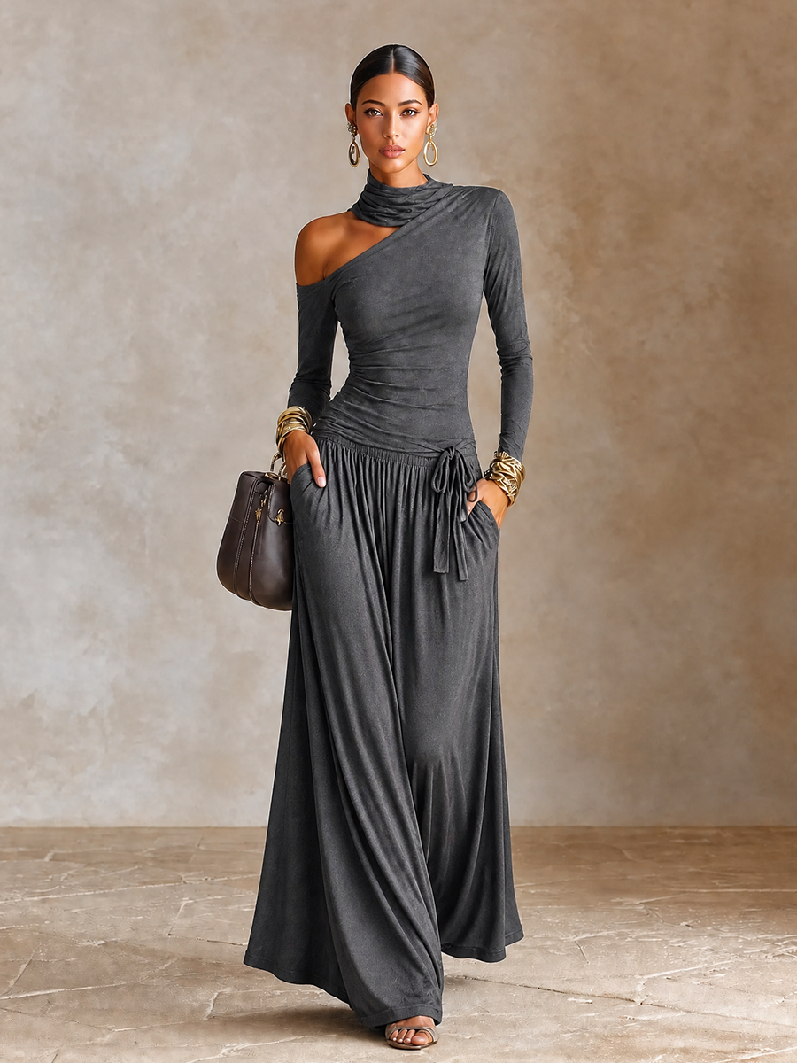 Women's Long Sleeve Asymmetric Maxi Dress – House of Velari