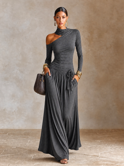 Women's Long Sleeve Asymmetric Maxi Dress – House of Velari