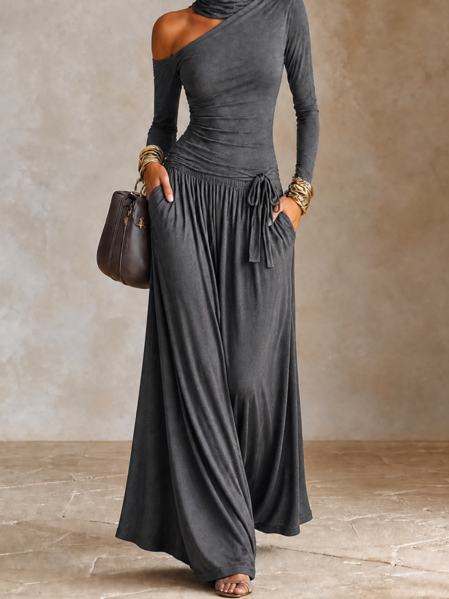 Women's Long Sleeve Asymmetric Maxi Dress – House of Velari