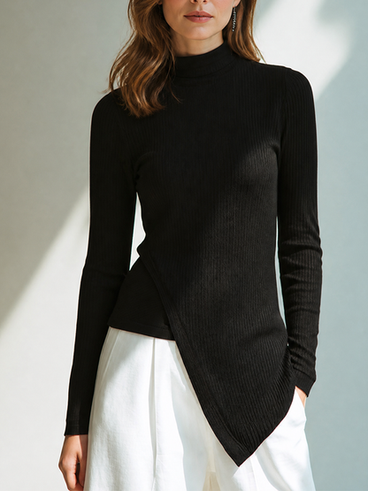 Women's Knit Long Sleeve Asymmetric Top – House of Velari