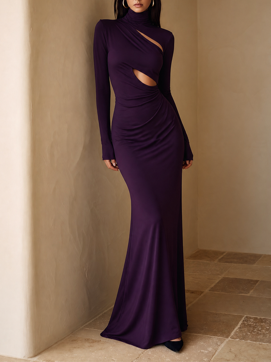 Women's Turtleneck Cut-Out Maxi Dress – House of Velari