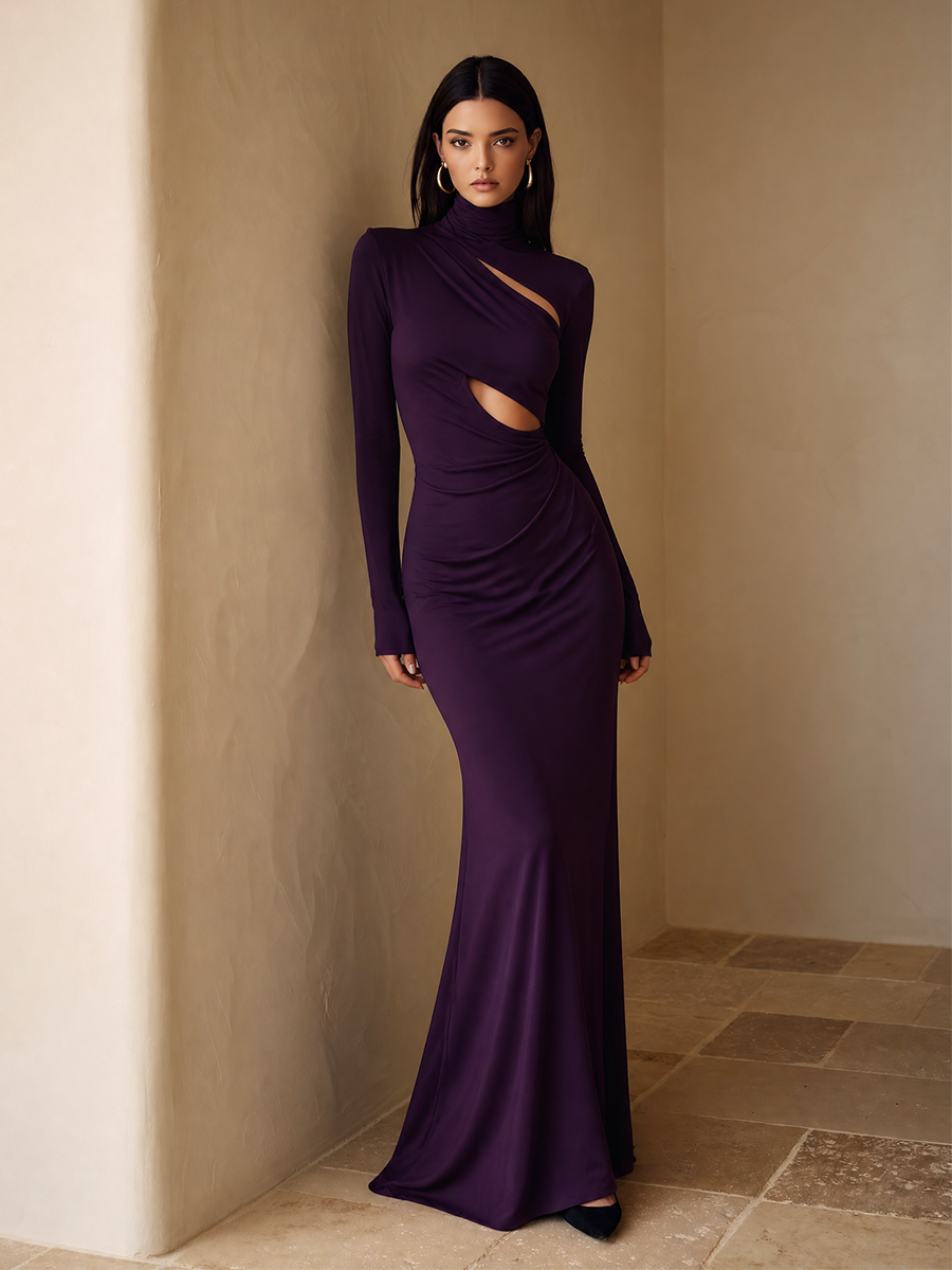Women's Turtleneck Cut-Out Maxi Dress – House of Velari