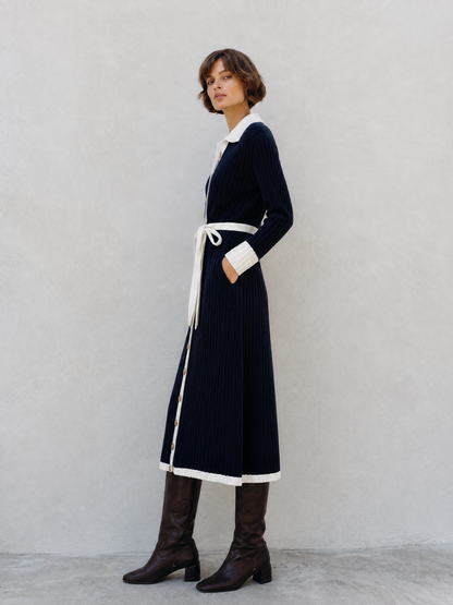 Women's Navy Long Sleeve Sweater Dress – House of Velari