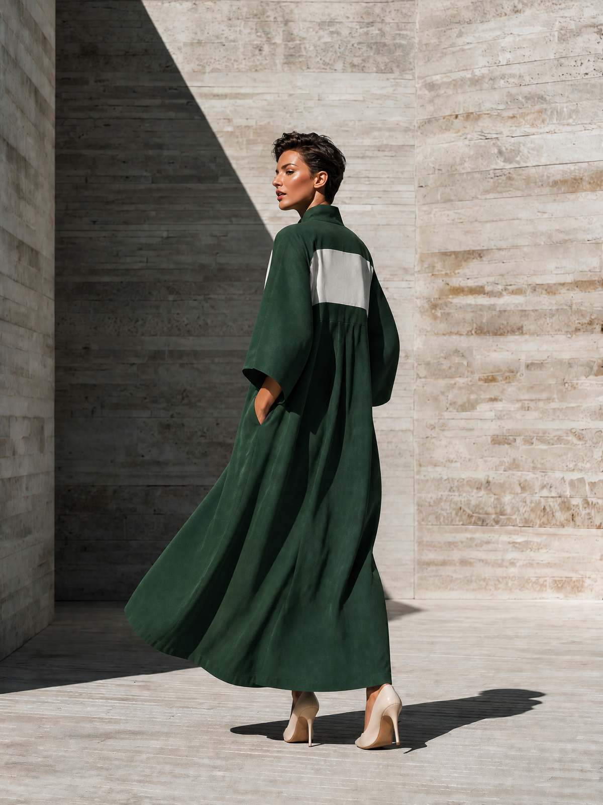Women's Green Kimono Sleeve Maxi Dress – House of Velari