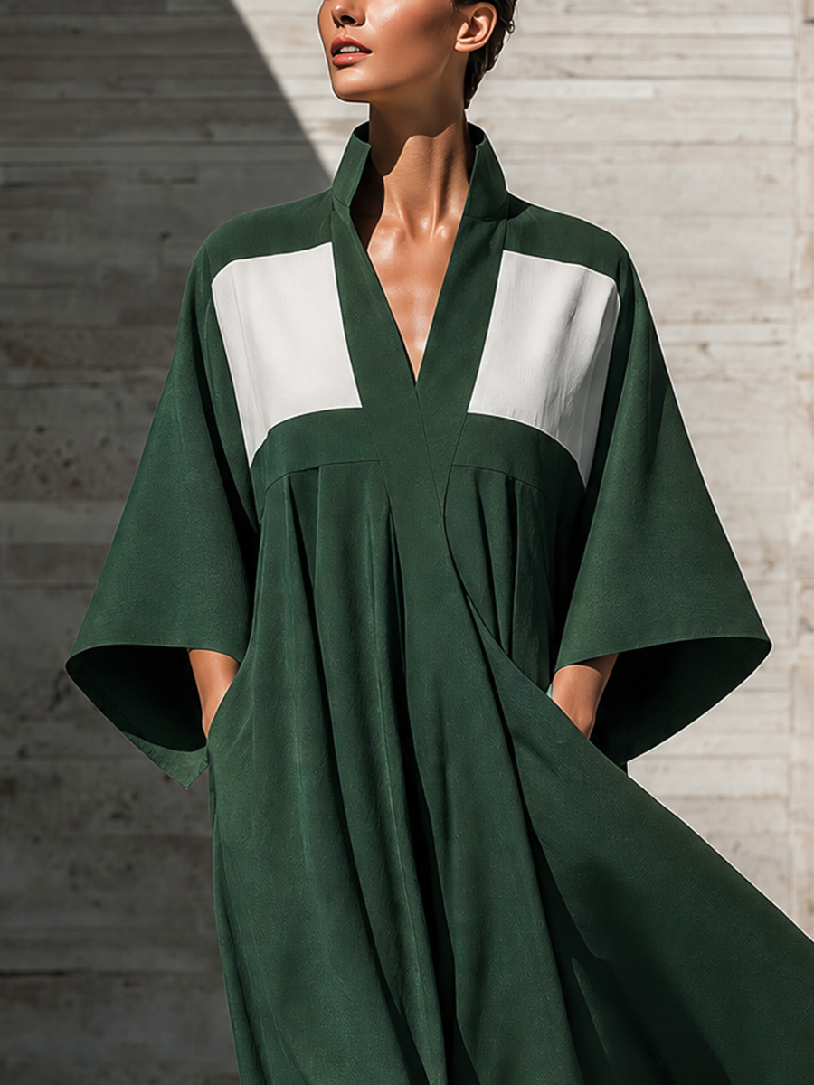 Women's Green Kimono Sleeve Maxi Dress – House of Velari