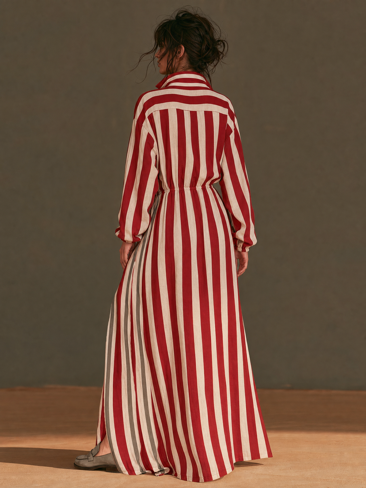 Women's Slit Drawstring Striped Maxi Dress – House of Velari
