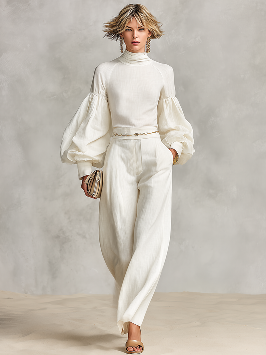 Women's Linen Turtleneck Two-Piece Set – House of Velari
