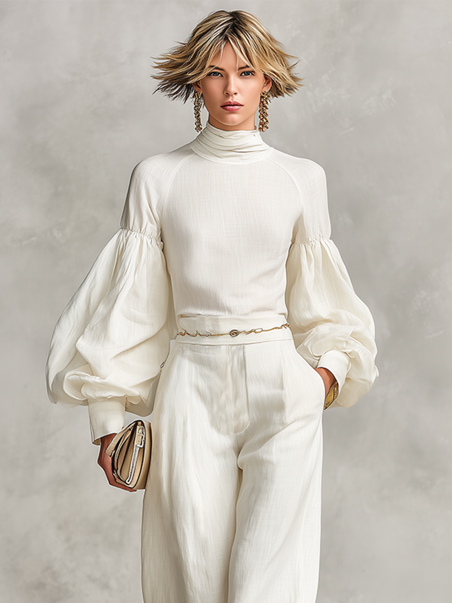 Women's Linen Turtleneck Two-Piece Set – House of Velari
