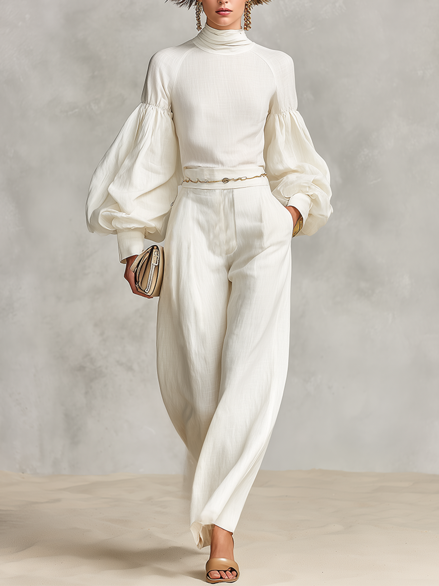 Women's Linen Turtleneck Two-Piece Set – House of Velari