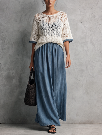 Women's Beige Knit Maxi Dress – House of Velari