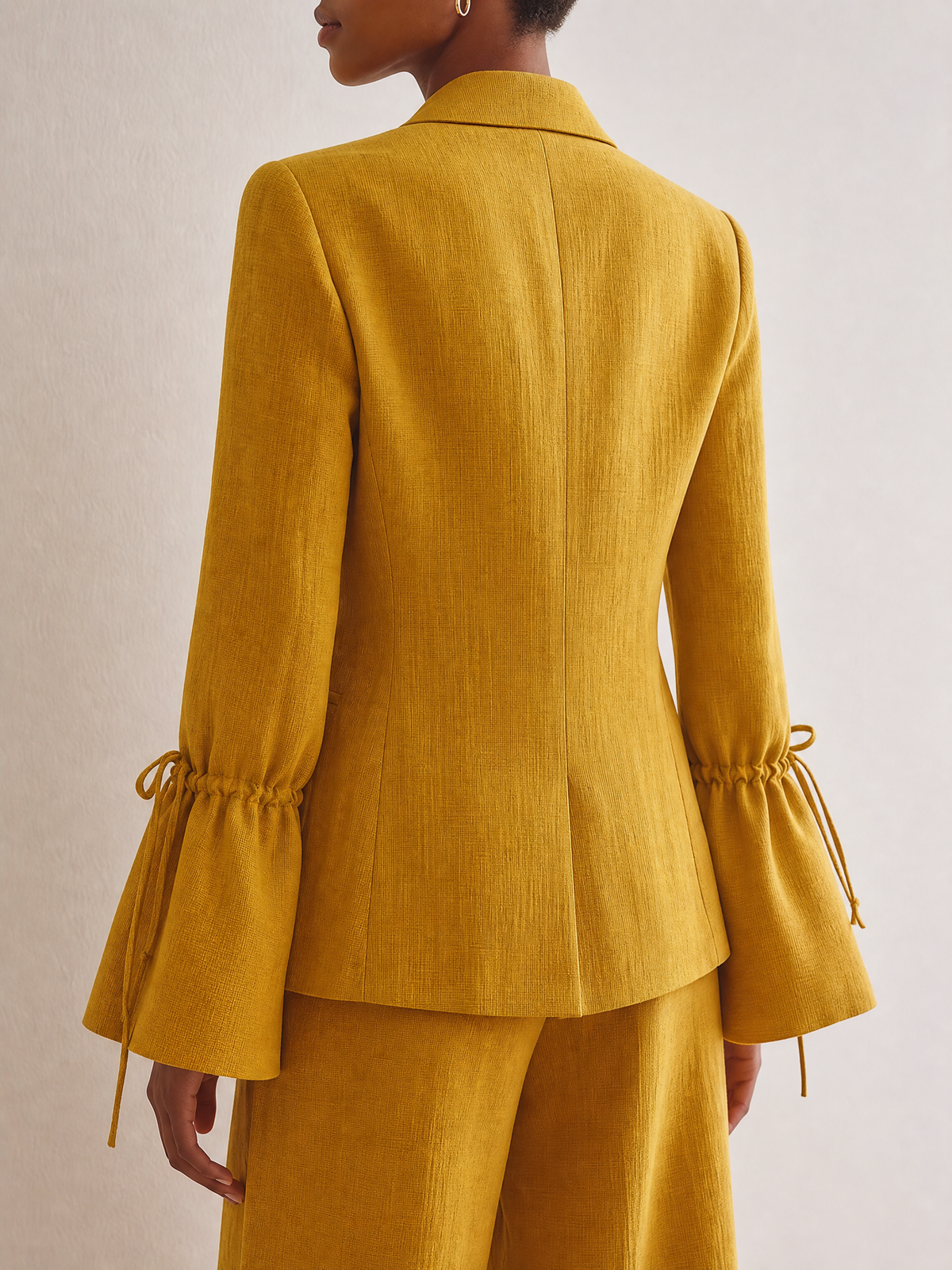 Women's Mustard Linen Lapel Drawstring Blazer – House of Velari