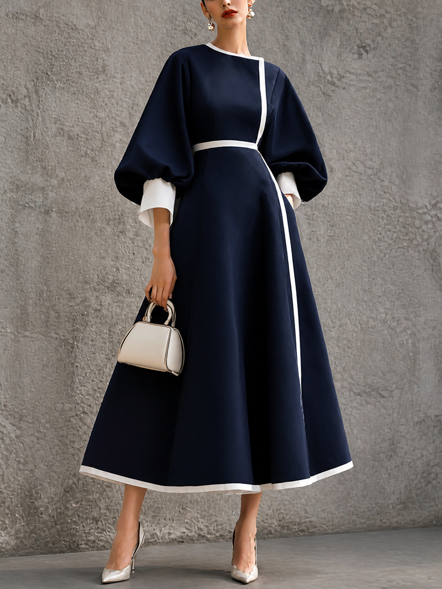 Women's Puff Sleeve Colorblock Maxi Dress – House of Velari
