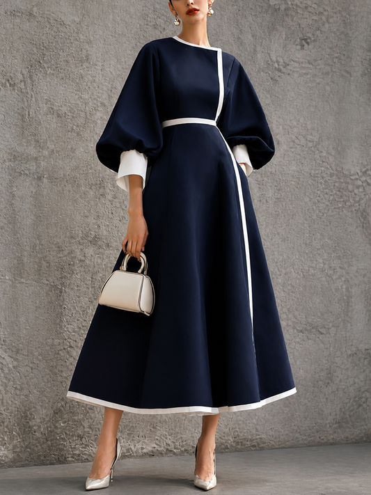 Women's Puff Sleeve Colorblock Maxi Dress – House of Velari