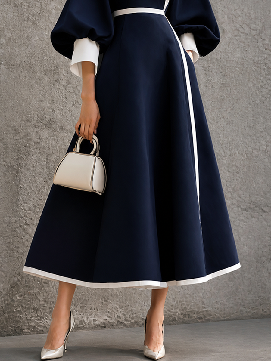 Women's Puff Sleeve Colorblock Maxi Dress – House of Velari