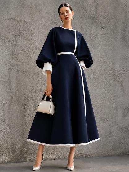 Women's Puff Sleeve Colorblock Maxi Dress – House of Velari