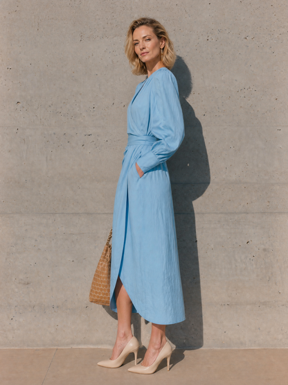 Women's Long Sleeve Wrap Midi Dress – House of Velari