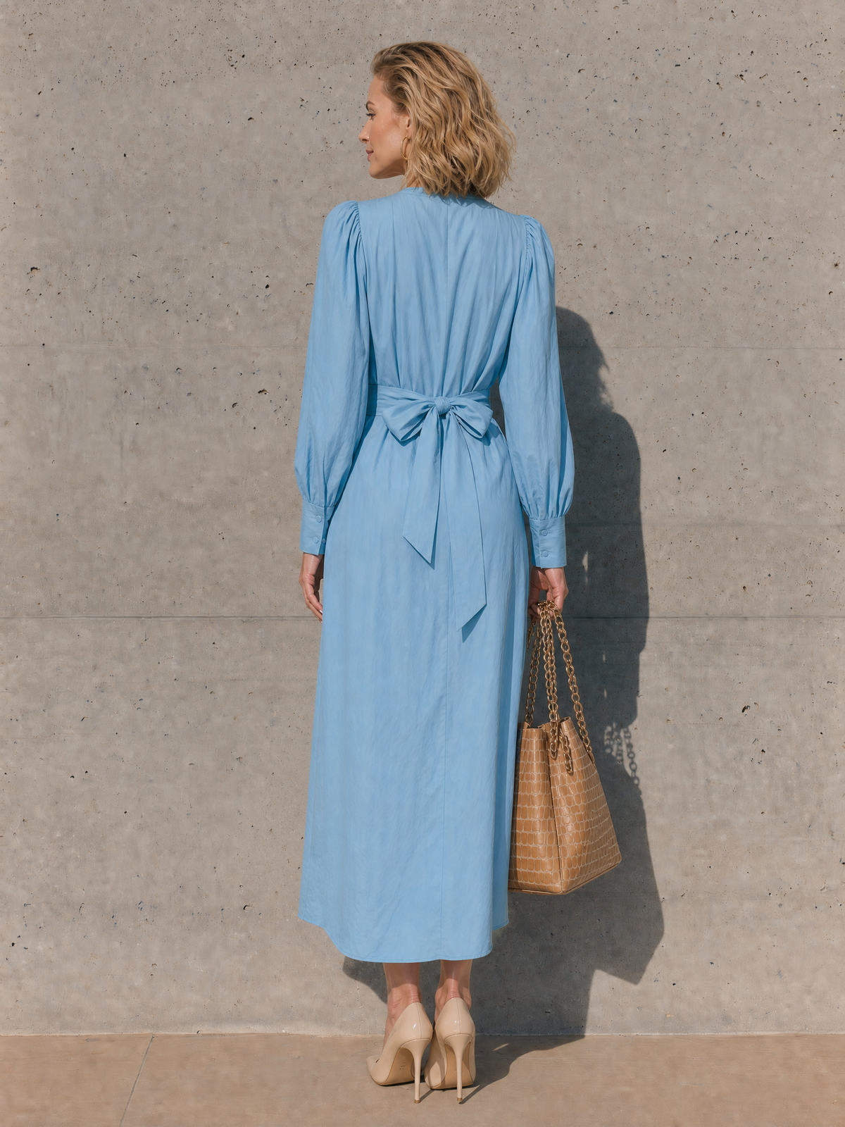 Women's Long Sleeve Wrap Midi Dress – House of Velari