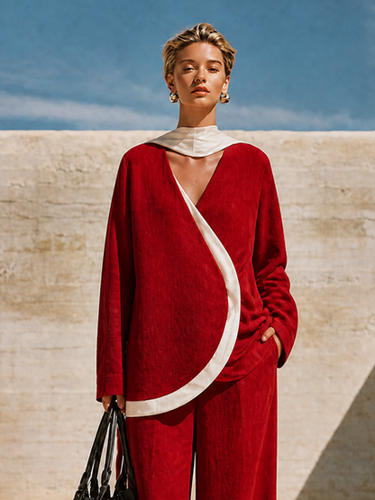 Women's Red Relaxed Two-Piece Set – House of Velari