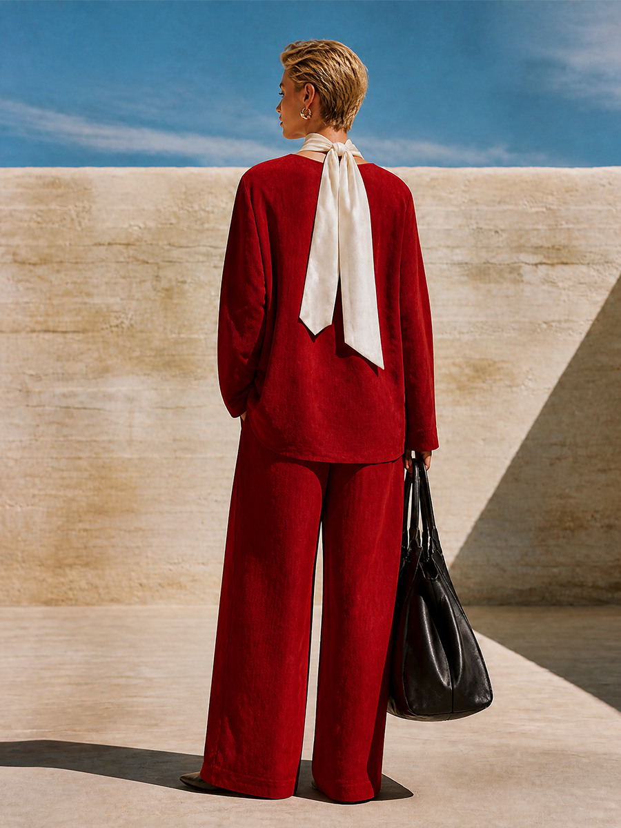Women's Red Relaxed Two-Piece Set – House of Velari