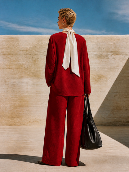 Women's Red Relaxed Two-Piece Set – House of Velari