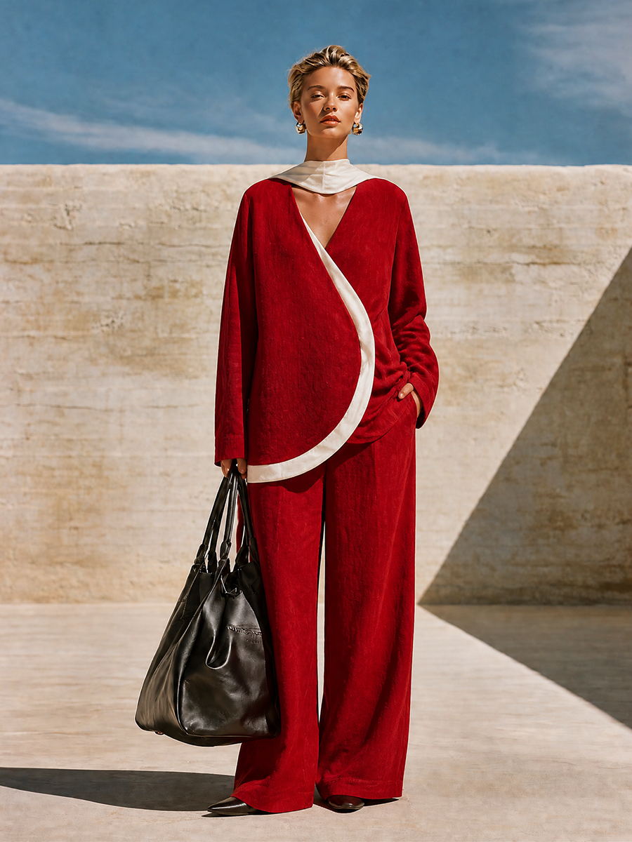 Women's Red Relaxed Two-Piece Set – House of Velari