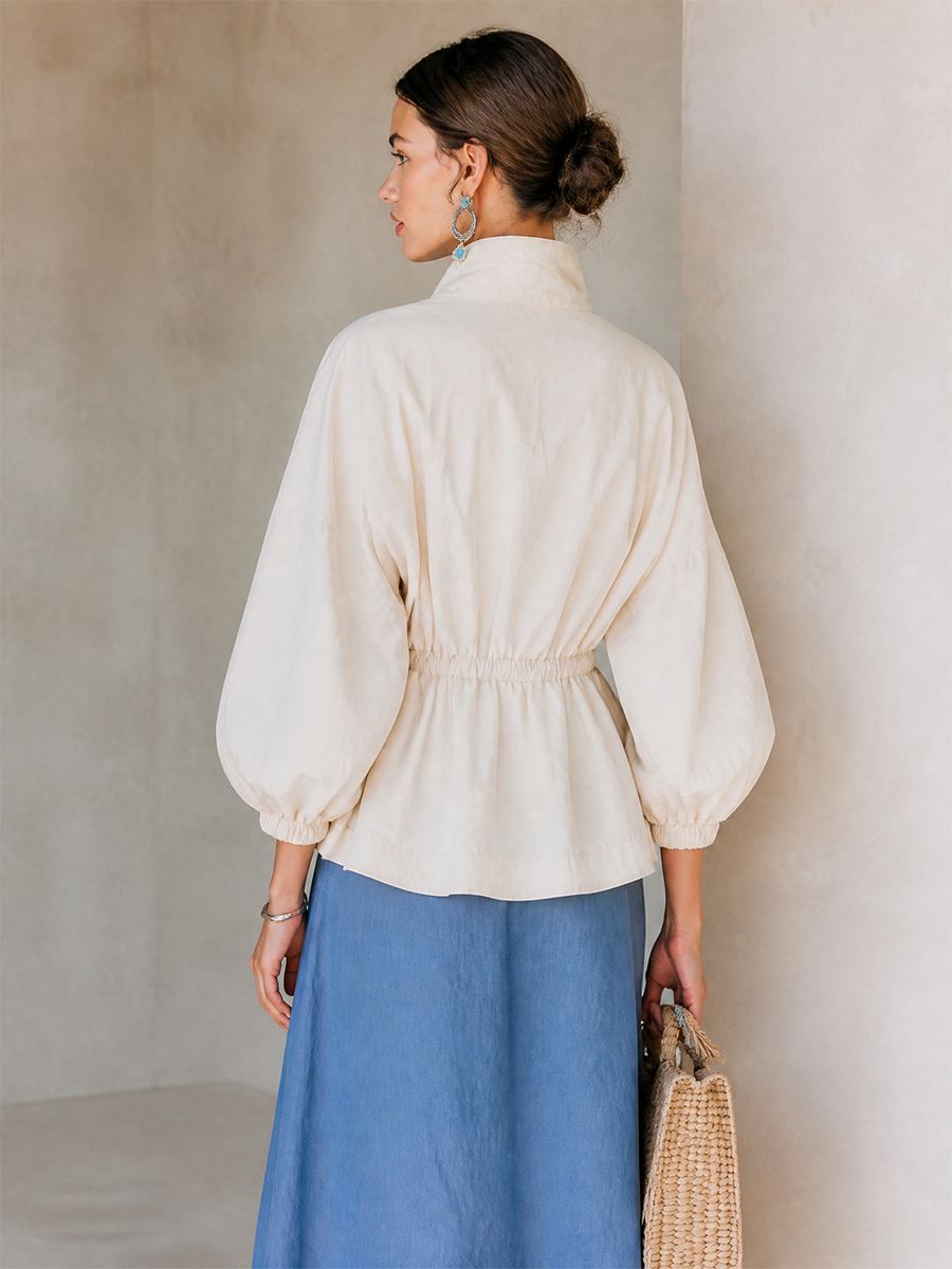 Women's White Off Cinched Jacket – House of Velari