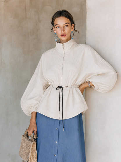 Women's White Off Cinched Jacket – House of Velari