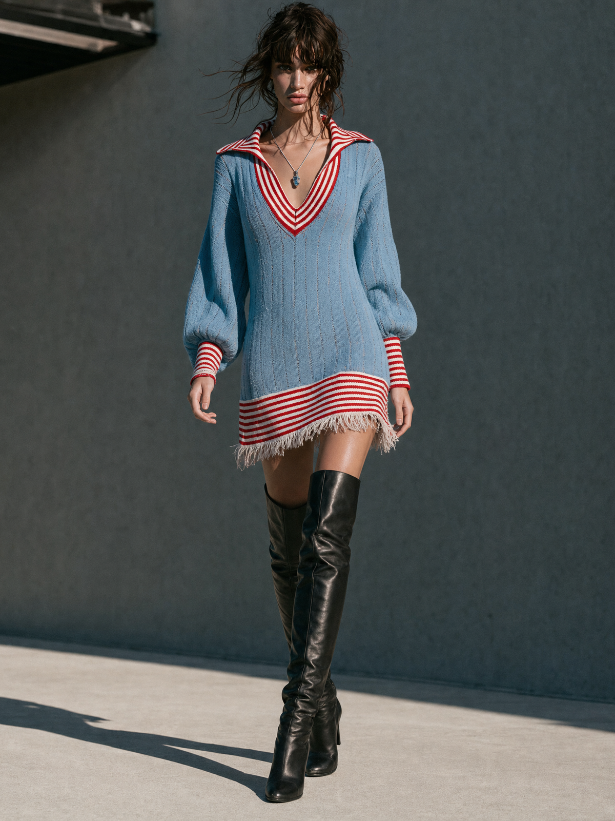 Women's Striped Retro Color Sweater Dress – House of Velari